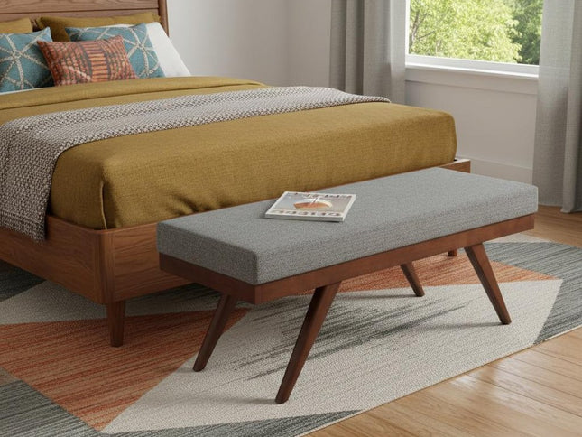 48" Gray and Brown Fabric Ottoman