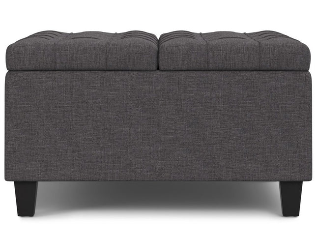 30" Gray and Brown Fabric Cocktail Ottoman With Storage