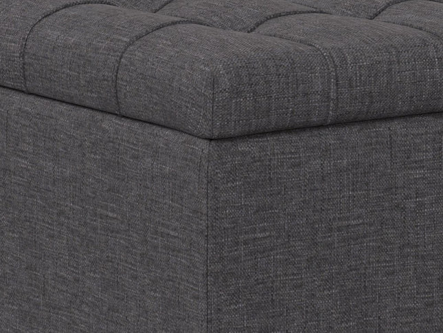 30" Gray and Brown Fabric Cocktail Ottoman With Storage