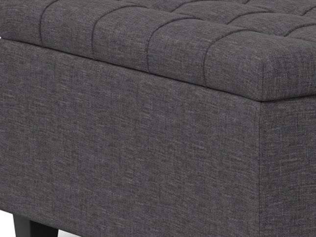 30" Gray and Brown Fabric Cocktail Ottoman With Storage