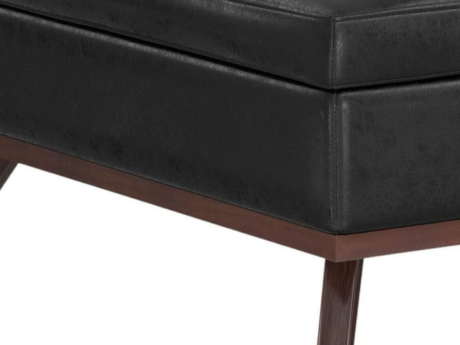 40" Black and Brown Leather Cocktail Ottoman With Storage