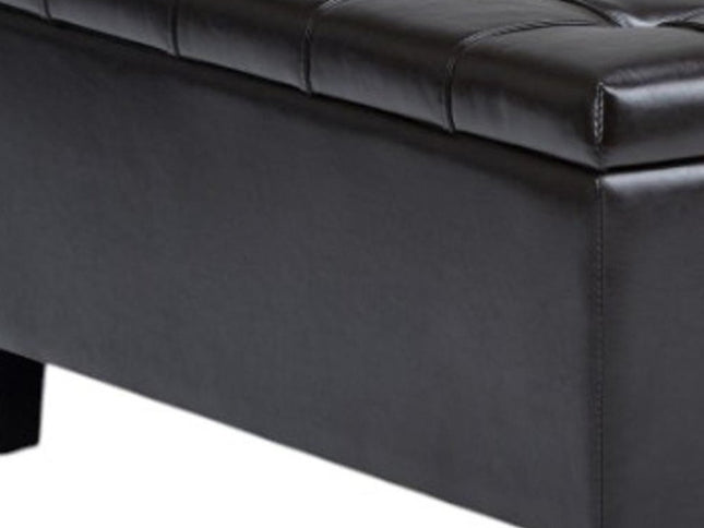 36" Brown and Espresso Leather Cocktail Ottoman With Storage