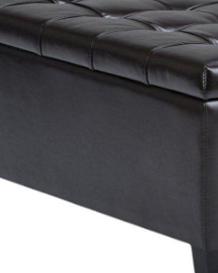 36" Brown and Espresso Leather Cocktail Ottoman With Storage