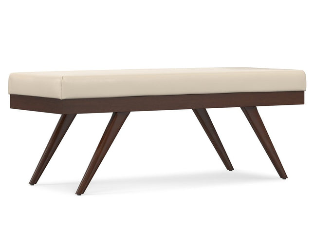 48" Cream and Brown Leather Ottoman