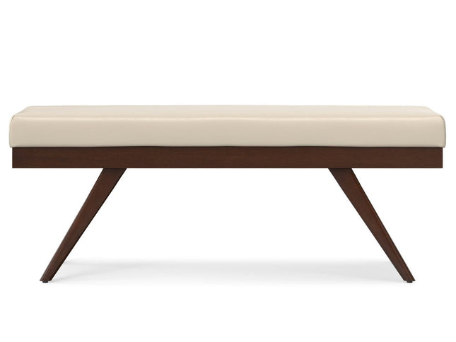 48" Cream and Brown Leather Ottoman