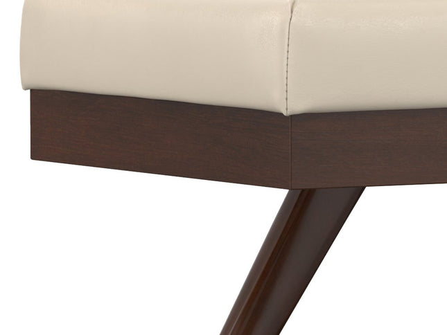 48" Cream and Brown Leather Ottoman