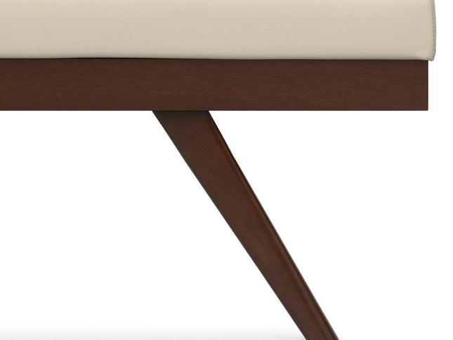 48" Cream and Brown Leather Ottoman