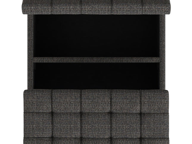 30" Ebony and Black Fabric Cocktail Ottoman With Storage