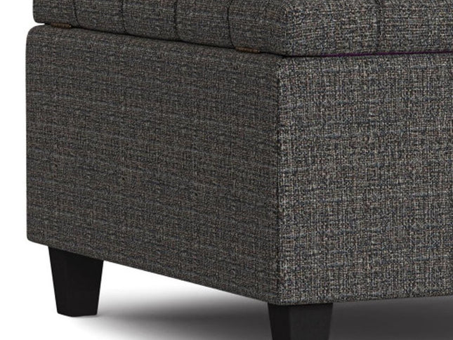 30" Ebony and Black Fabric Cocktail Ottoman With Storage