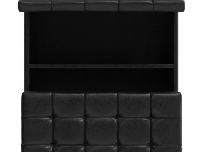 40" Black Leather Cocktail Ottoman With Storage