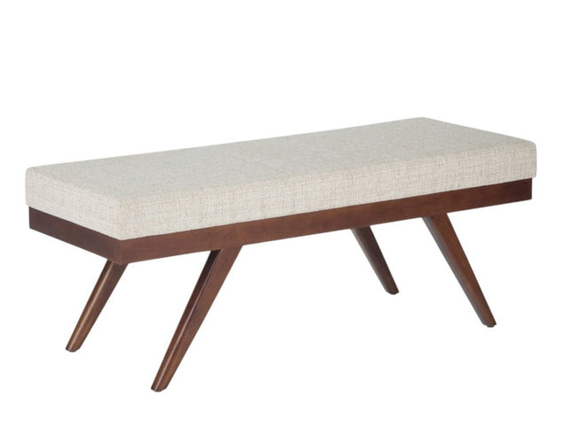 48" Platinum and Brown Fabric Ottoman