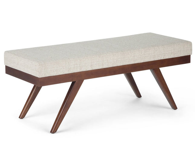 48" Platinum and Brown Fabric Ottoman