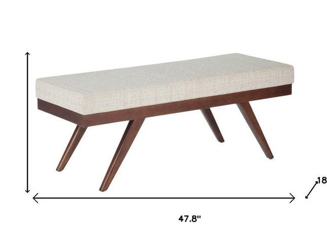 48" Platinum and Brown Fabric Ottoman