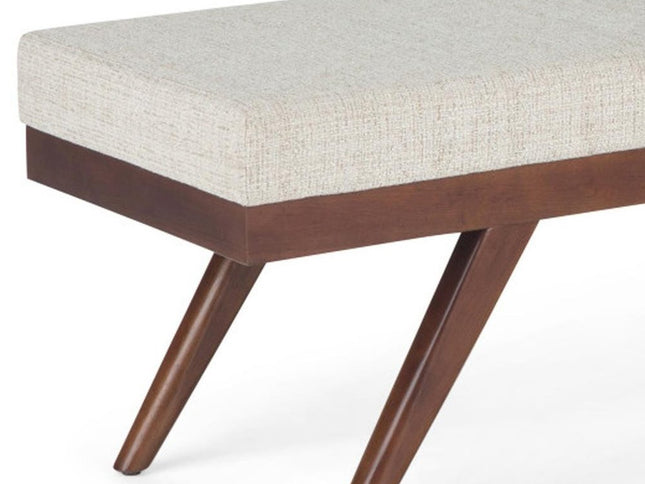 48" Platinum and Brown Fabric Ottoman