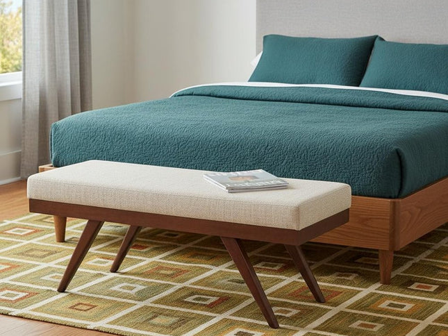 48" Platinum and Brown Fabric Ottoman