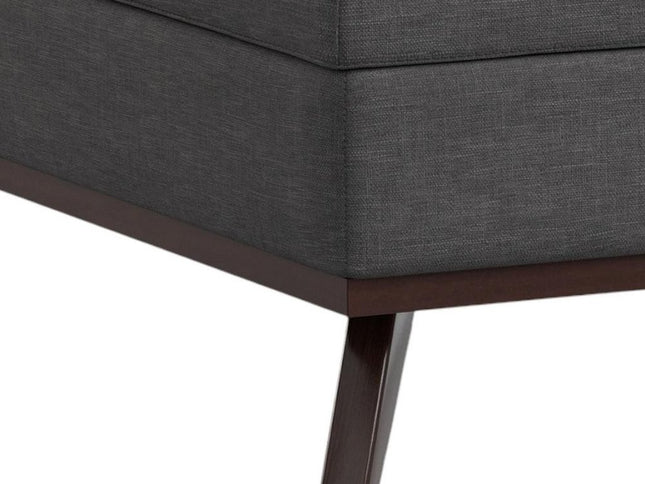 40" Gray and Brown Fabric Cocktail Ottoman With Storage