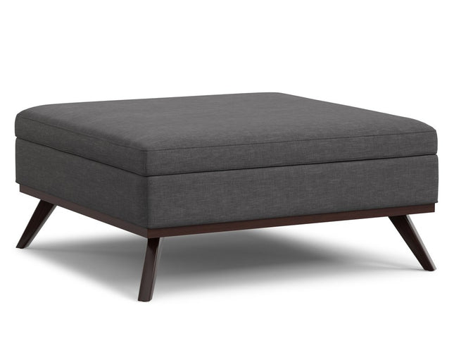 40" Gray and Brown Fabric Cocktail Ottoman With Storage