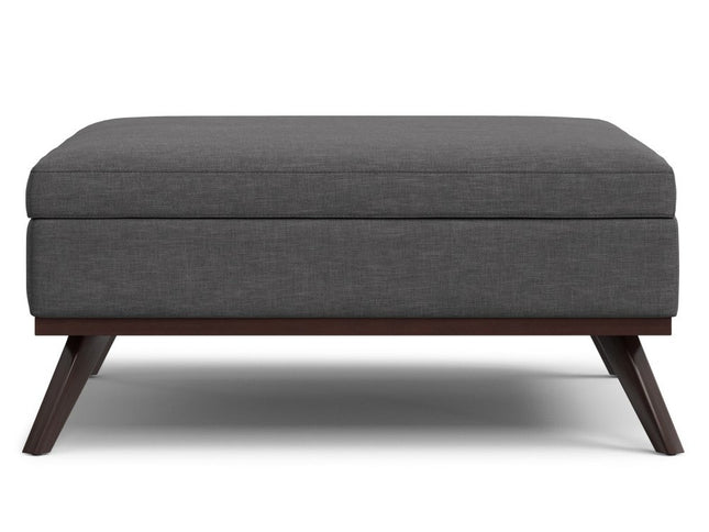40" Gray and Brown Fabric Cocktail Ottoman With Storage