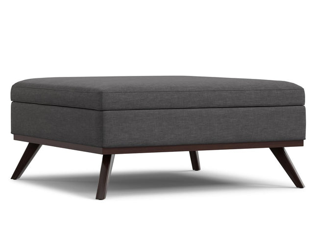 40" Gray and Brown Fabric Cocktail Ottoman With Storage