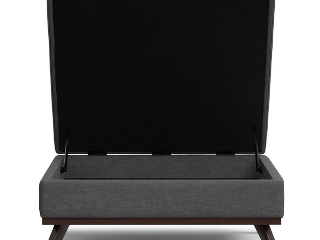 40" Gray and Brown Fabric Cocktail Ottoman With Storage