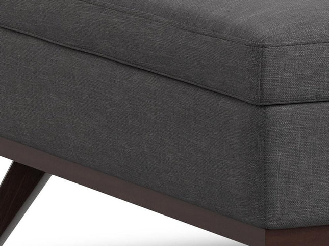 40" Gray and Brown Fabric Cocktail Ottoman With Storage