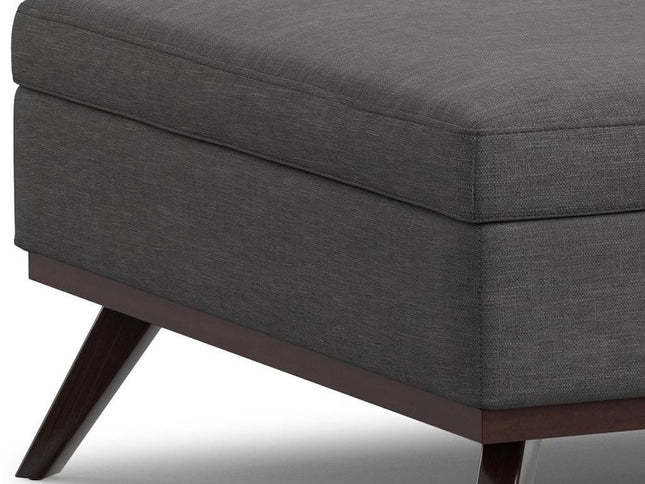 40" Gray and Brown Fabric Cocktail Ottoman With Storage