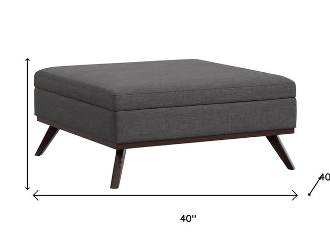 40" Gray and Brown Fabric Cocktail Ottoman With Storage