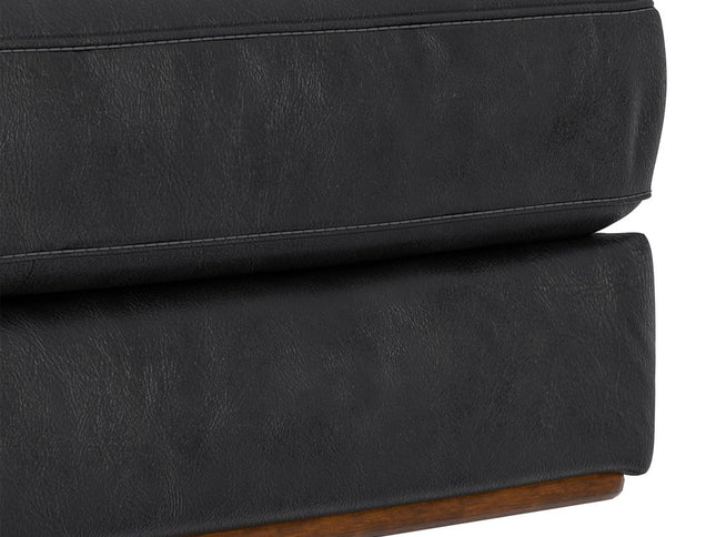 33" Black and Brown Leather Cocktail Ottoman