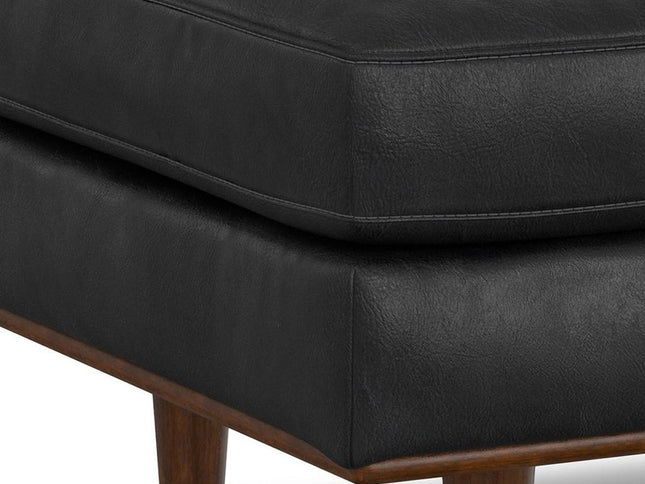 33" Black and Brown Leather Cocktail Ottoman