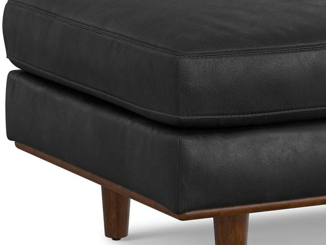33" Black and Brown Leather Cocktail Ottoman