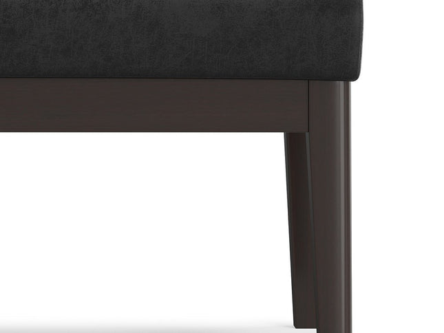 26" Black and Walnut Leather Ottoman