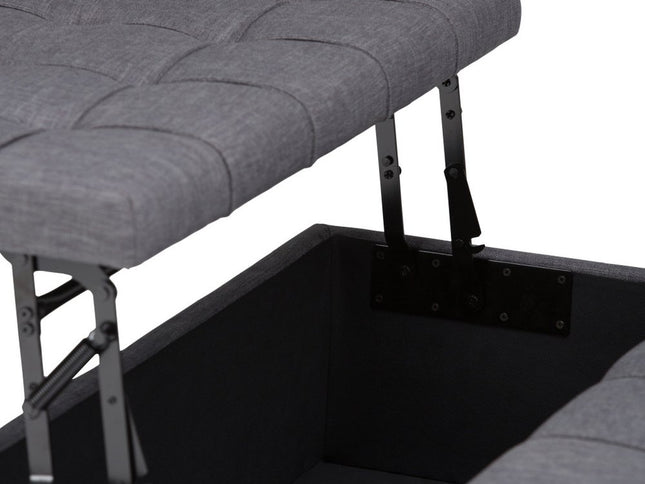 36" Gray and Espresso Fabric Cocktail Ottoman With Storage