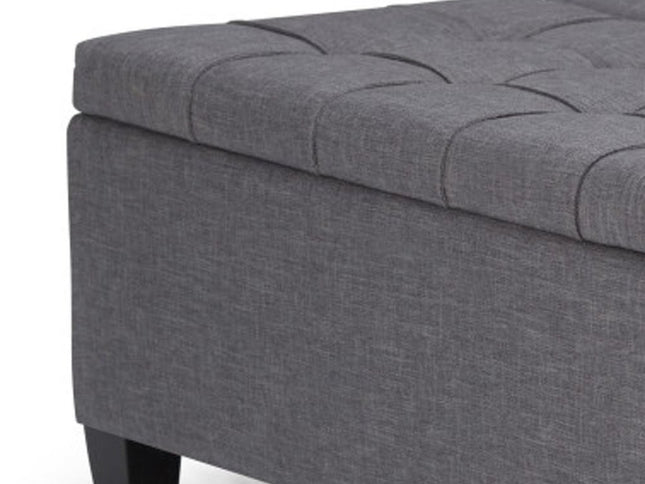 36" Gray and Espresso Fabric Cocktail Ottoman With Storage