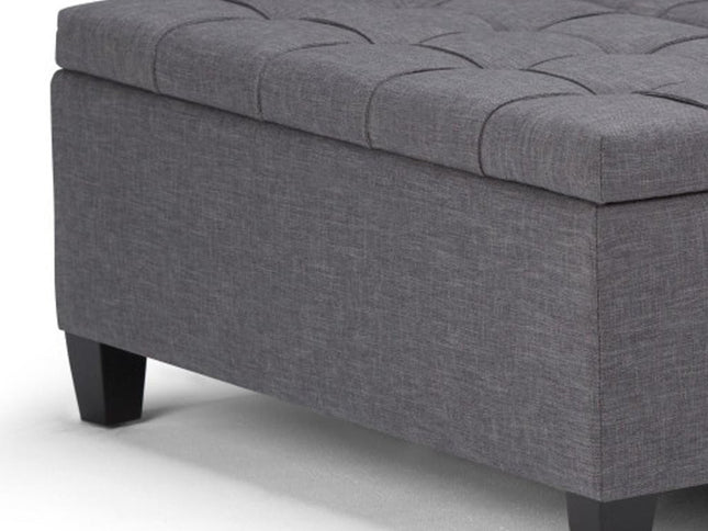 36" Gray and Espresso Fabric Cocktail Ottoman With Storage
