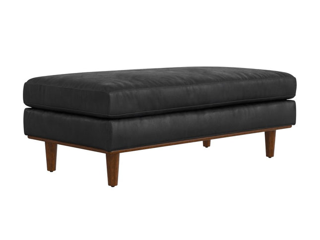49" Black and Brown Leather Cocktail Ottoman