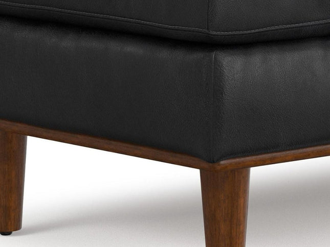 49" Black and Brown Leather Cocktail Ottoman