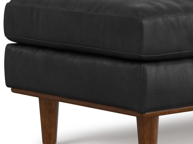 49" Black and Brown Leather Cocktail Ottoman
