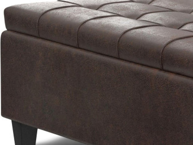 40" Brown Leather Cocktail Ottoman With Storage