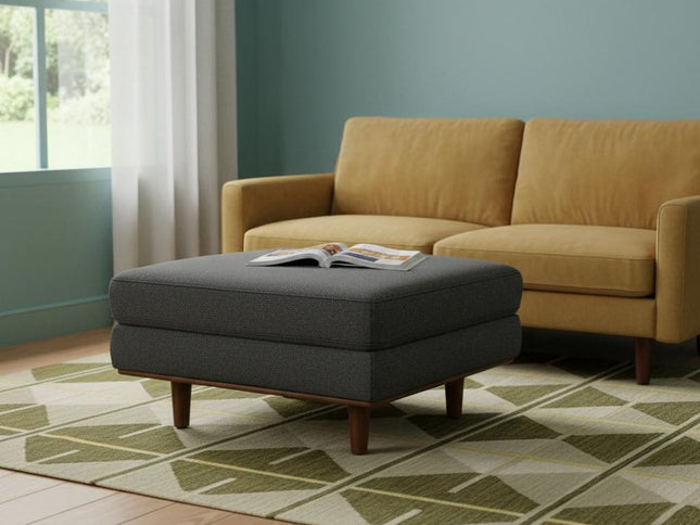 33" Gray and Brown Fabric Cocktail Ottoman