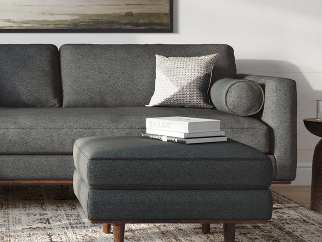 33" Gray and Brown Fabric Cocktail Ottoman