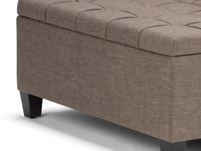 36" Brown and Espresso Fabric Cocktail Ottoman With Storage