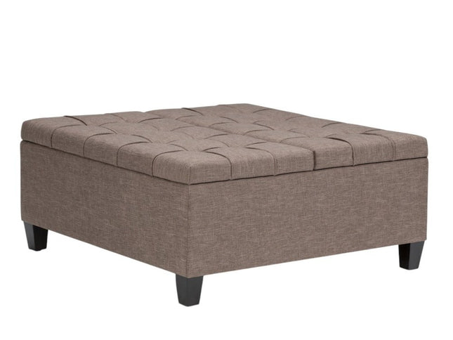 36" Brown and Espresso Fabric Cocktail Ottoman With Storage