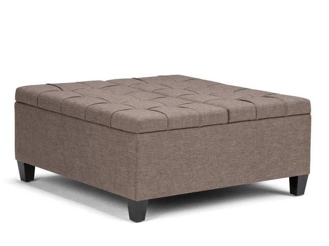 36" Brown and Espresso Fabric Cocktail Ottoman With Storage