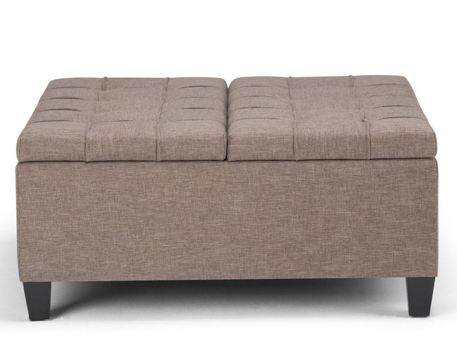 36" Brown and Espresso Fabric Cocktail Ottoman With Storage