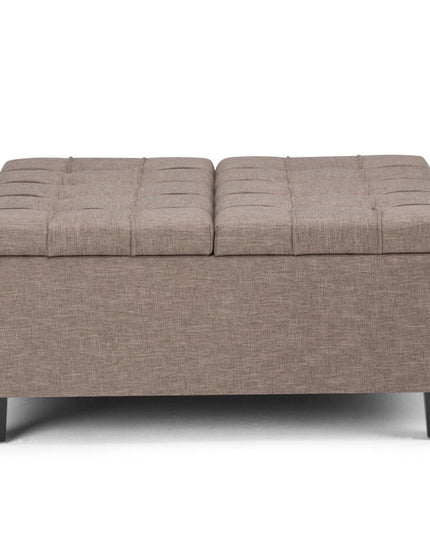 36" Brown and Espresso Fabric Cocktail Ottoman With Storage