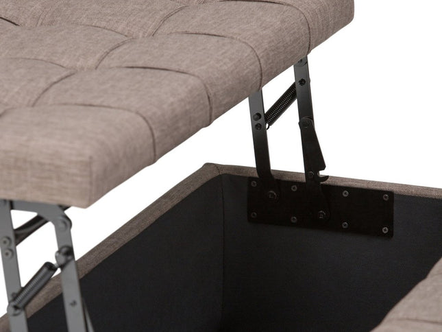36" Brown and Espresso Fabric Cocktail Ottoman With Storage