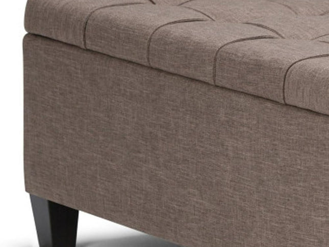 36" Brown and Espresso Fabric Cocktail Ottoman With Storage