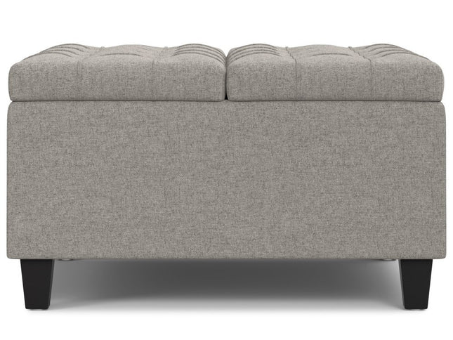 30" Gray and Brown Fabric Cocktail Ottoman With Storage