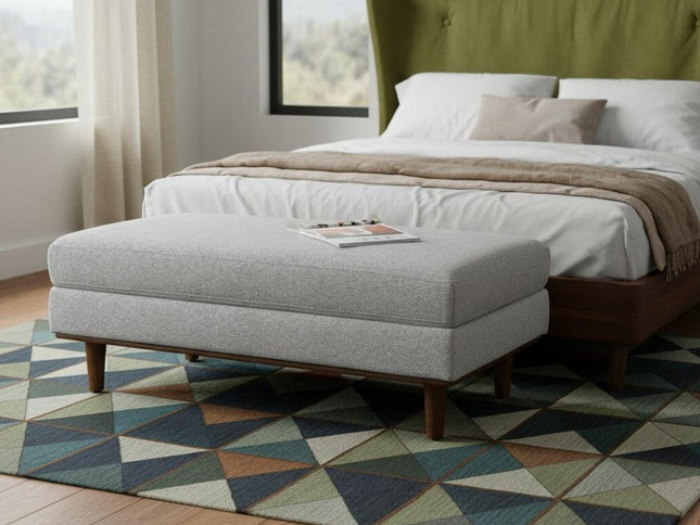 49" Gray and Brown Fabric Cocktail Ottoman