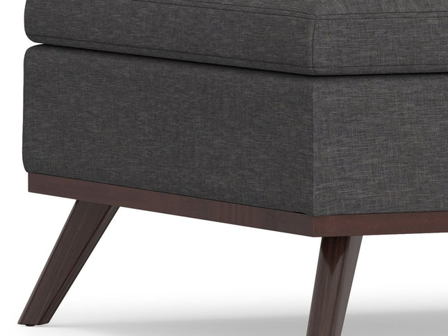 36" Gray and Brown Linen Cocktail Ottoman With Storage